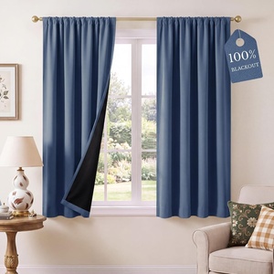 NICETOWN 100% Blackout Sage Green Curtains for Nursery, Rod Pocket Thermal Drapes Room Darkening Window Treatment for Kids Room, W52 x L54, 2 Panels(Stone Blue)