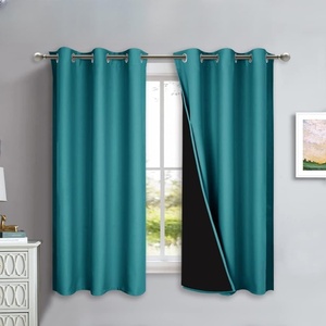 NICETOWN 100% Blackout Short Curtains with Black Liners, 2 Panels, 37″ W by 60″ L, Peacock Teal, Solid Thermal Insulated Full Blackout 2-Layer Lined Drapes, Energy Efficiency Window Drapes for Bedroom