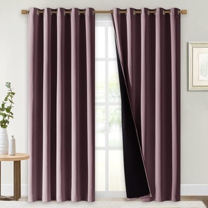 NICETOWN 100% Blackout Window Curtain Panels, Cold and Full Light Blocking Drapes with Black Liner for Nursery, 84 inches Drop Thermal Insulated Draperies (Dry Rose, 2 PCs, 70 inches Wide Each Panel)