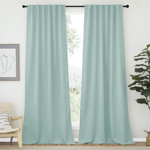 NICETOWN Bedroom Curtains Blackout Curtain Panels – (Aqua Blue Color) 52×95 Inch, 2 PCs, Insulating Energy Saving Solid Rod Pocket Blackout Drapes