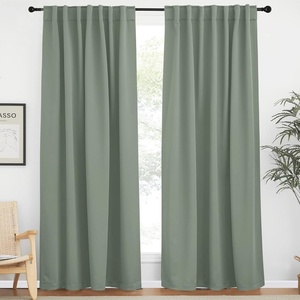 NICETOWN Blackout Curtains 84 inches Long for Living Room, Rod Pocket & Back Tab Window Curtains, Eatra Long Drape Panels for Office (Greyish Green, 70″ W x 84″ L per Panel, 2 PCs)