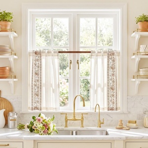 NICETOWN Embroidered Linen Curtains Ivory and White, W52 x L84(Garden Vine Embroidery – Taupe)