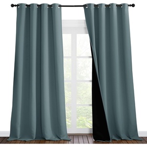 NICETOWN Full Shading Curtains for Windows, Super Heavy-Duty Black Lined Blackout Curtains for Bedroom, Privacy Assured Window Treatment (Greyish Blue, Pack of 2, 55 inches W x 102 inches L)