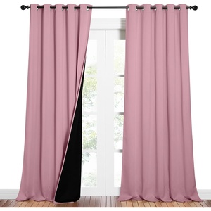 NICETOWN Total Shade Curtains and Draperies, Heavy-Duty Full Light Shading Drapes with Black Liner Backing for Villa/Hall/Dorm Window（Crystal Pink, Package of 2 Panels, 62 inches Wide x 95 inches Long