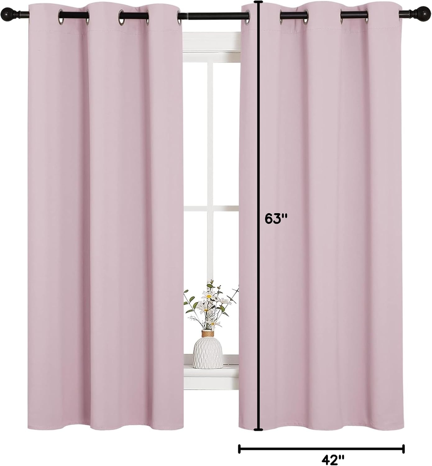 image:imageNICETOWN Baby Pink Blackout Curtains for Nursery 42 w x 63 L 2 Panels