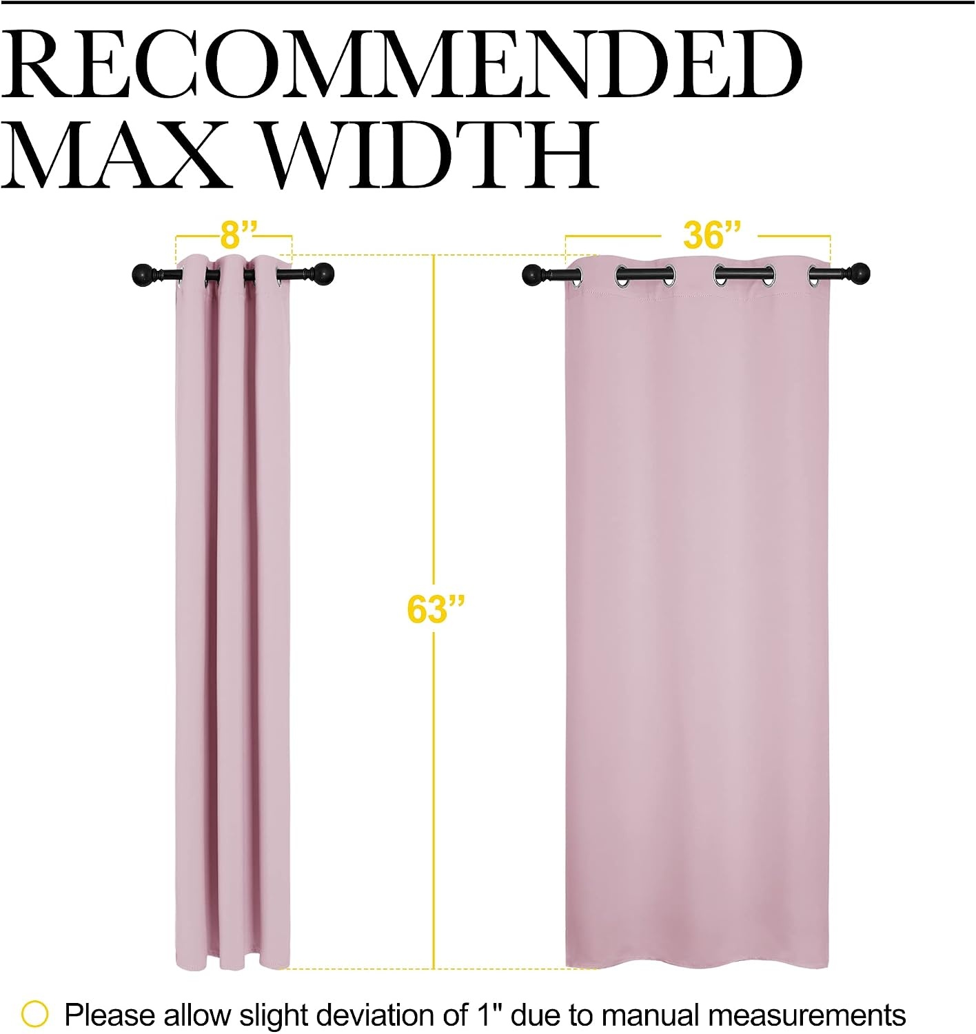image:imageNICETOWN Baby Pink Blackout Curtains for Nursery 42 w x 63 L 2 Panels
