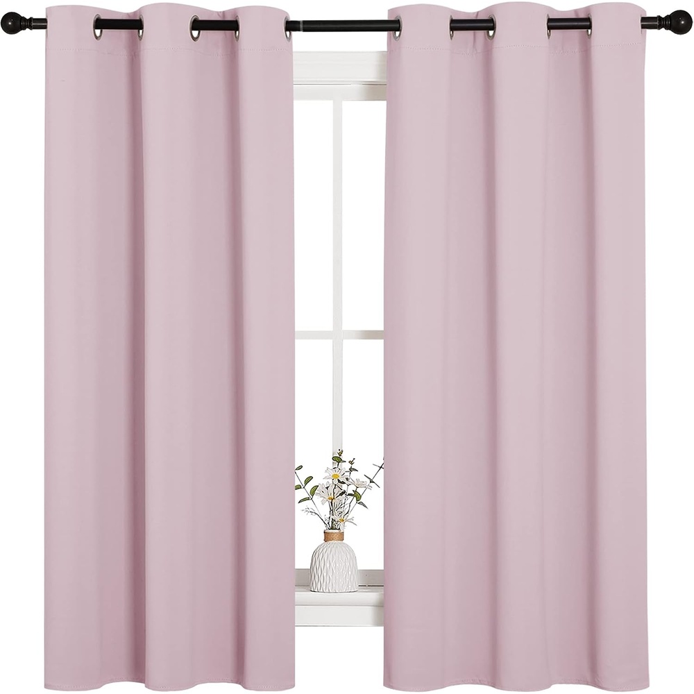 image:imageNICETOWN Baby Pink Blackout Curtains for Nursery 42 w x 63 L 2 Panels
