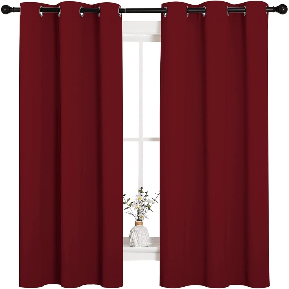 image:imageNICETOWN Burgundy Red Blackout Curtains for Living Room 42 x 63 2 Panels
