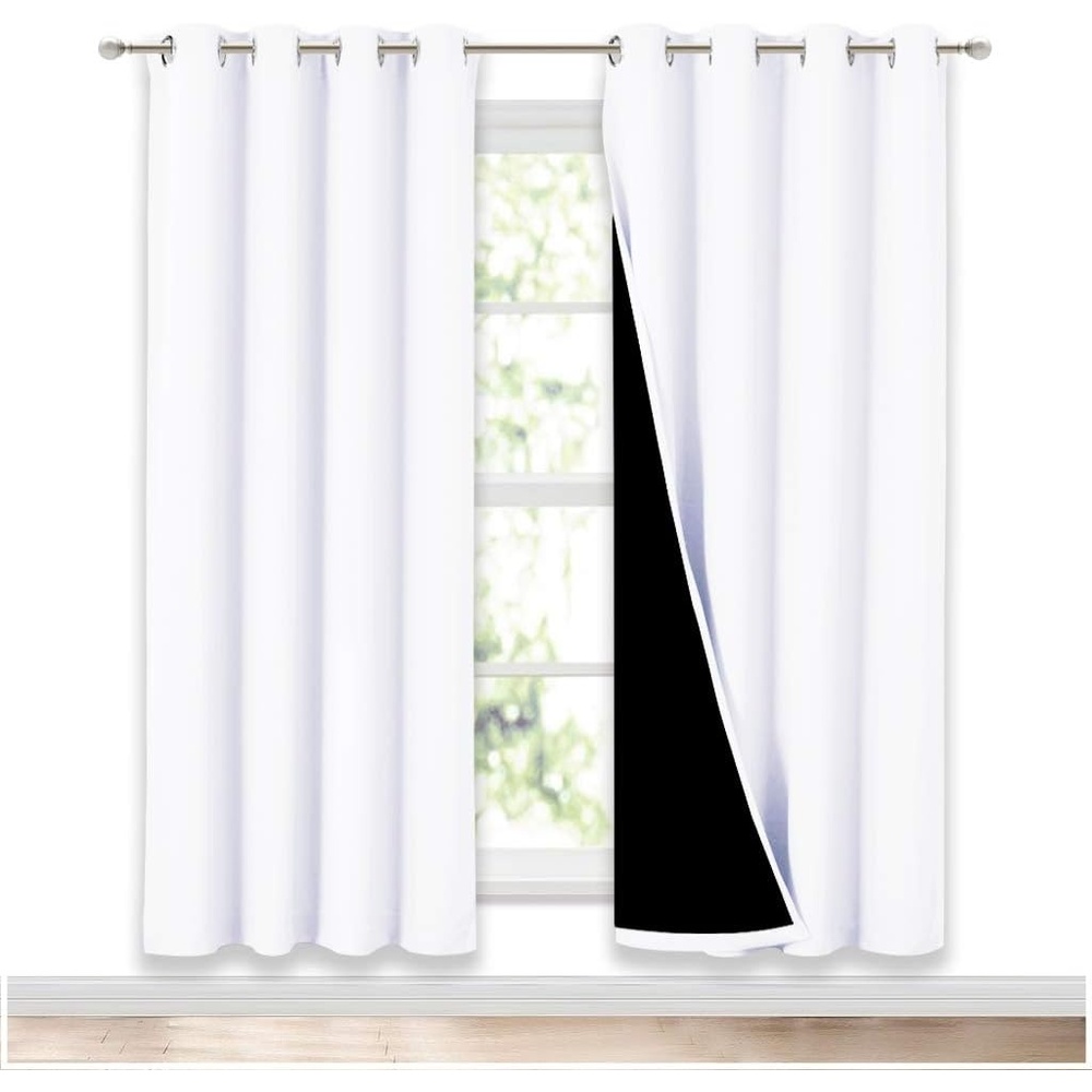 image:imageNICETOWN White Blackout Curtains for Nursery 52 Wide x 72 Long 2 Panels