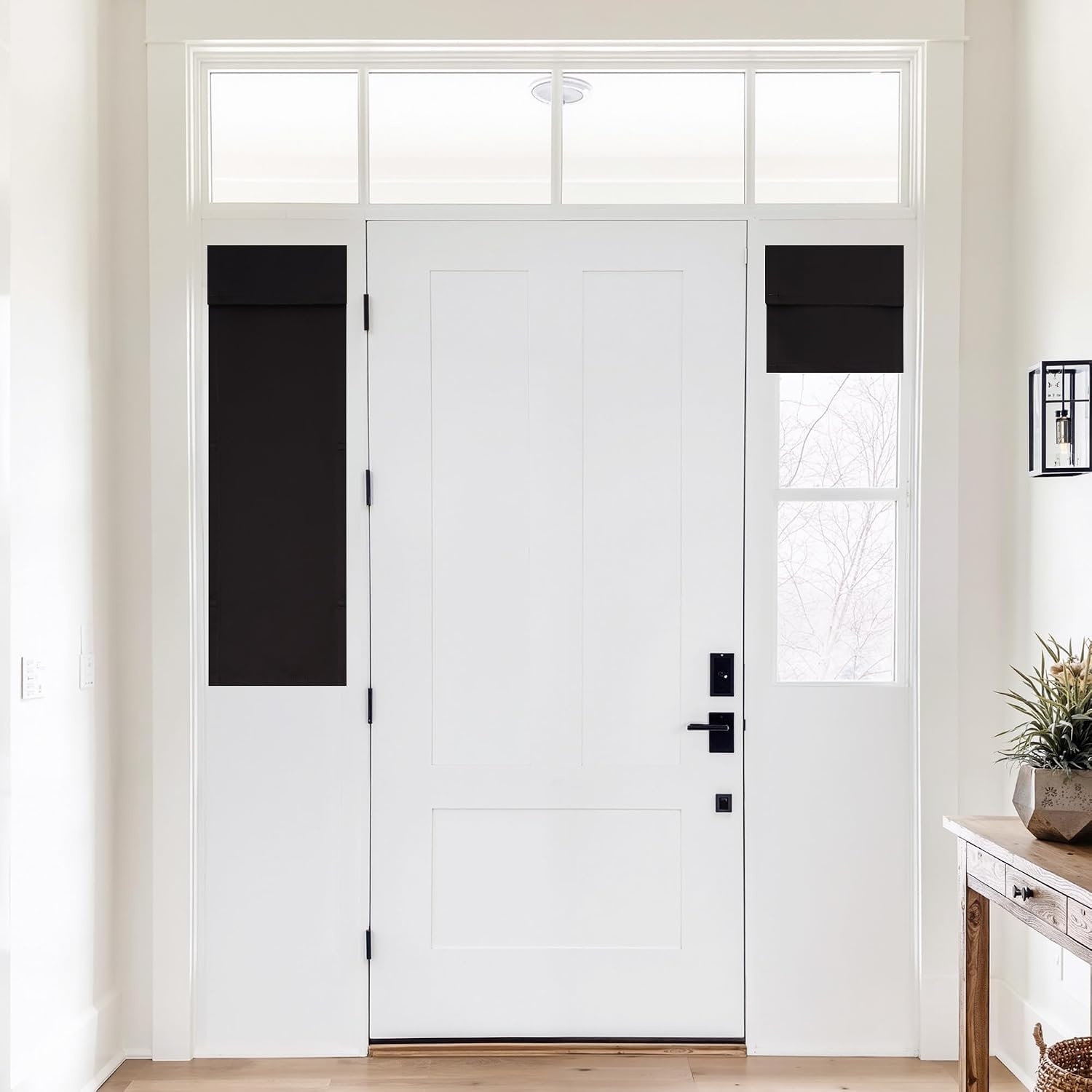 image:imageNICETOWN Natural 100 Blackout French Door Roman Shade W30 x L72 inBlack