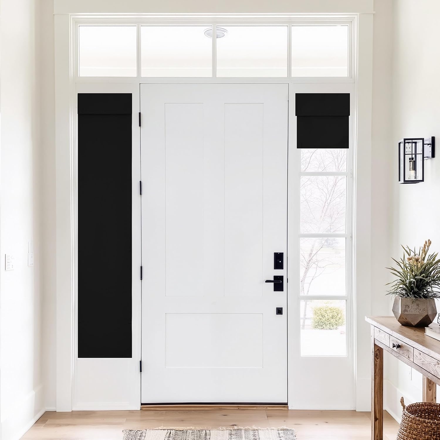 image:imageNICETOWN Natural 100 Blackout French Door Roman Shade W30 x L72 inBlack
