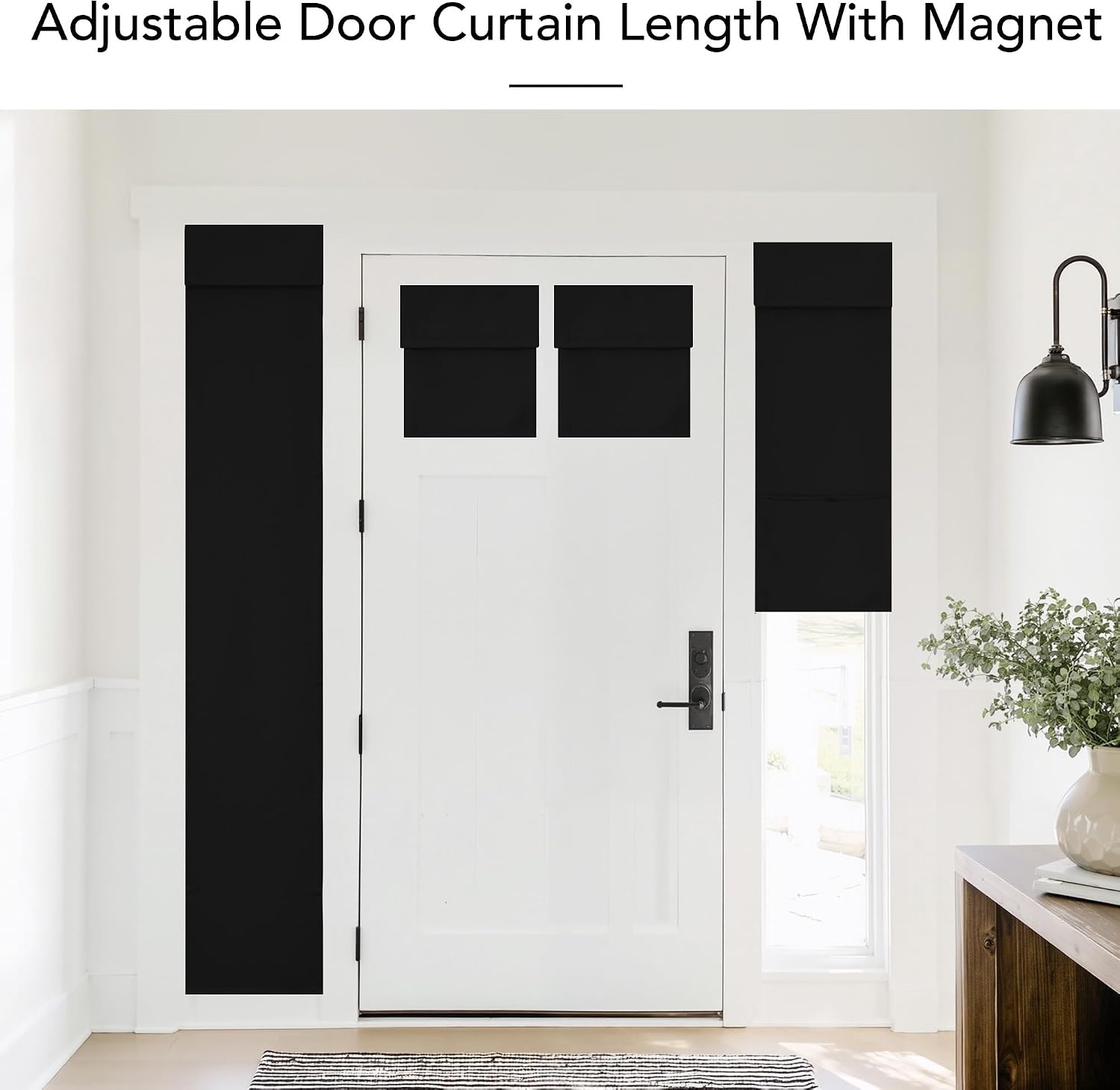 image:imageNICETOWN Natural 100 Blackout French Door Roman Shade W30 x L72 inBlack