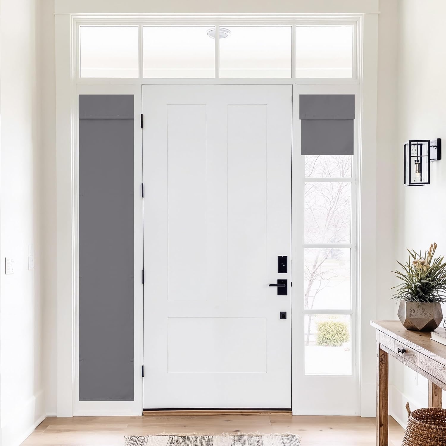 image:imageNICETOWN Natural 100 Blackout French Door Roman Shade W30 x L72 inGrey