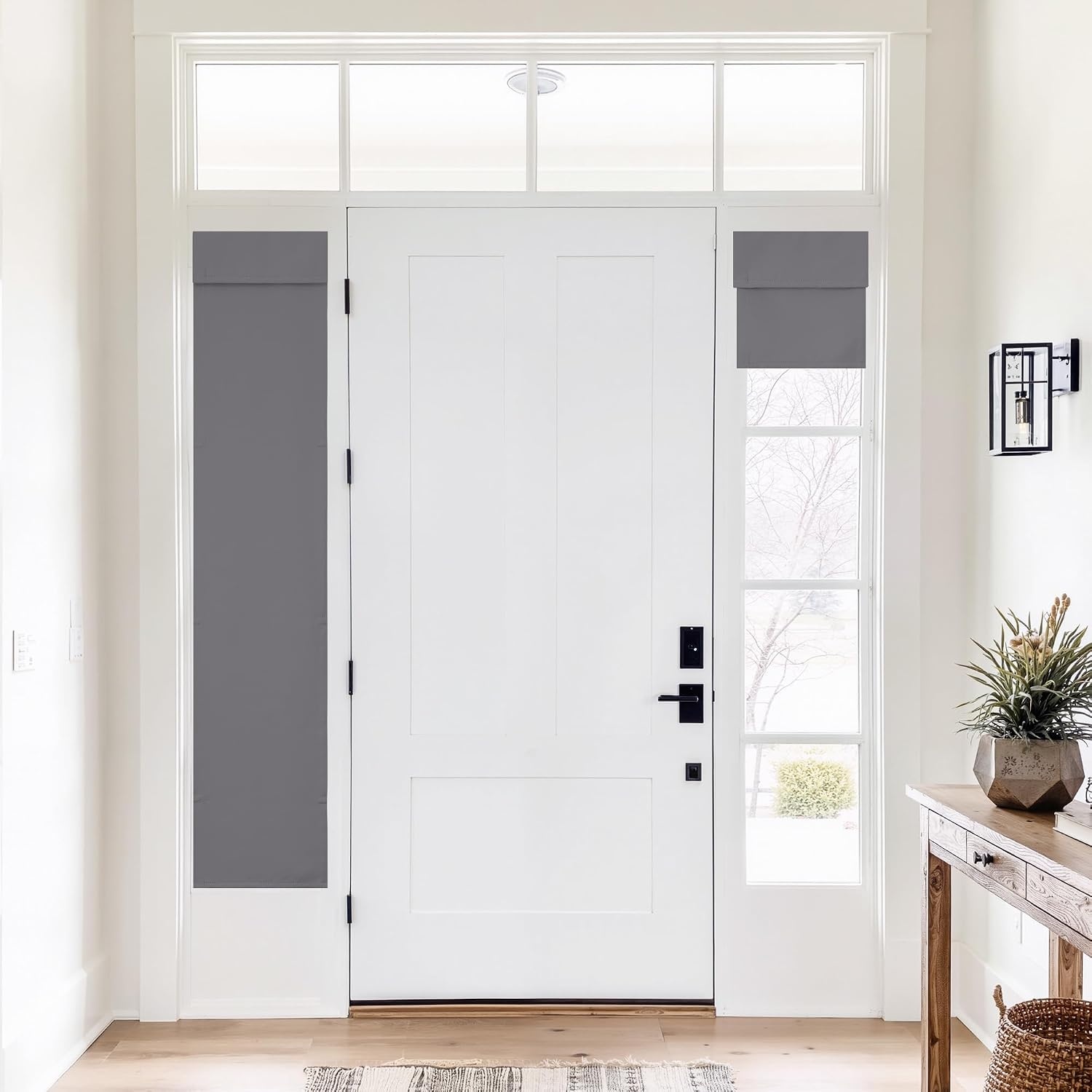 image:imageNICETOWN Natural 100 Blackout French Door Roman Shade W30 x L72 inGrey