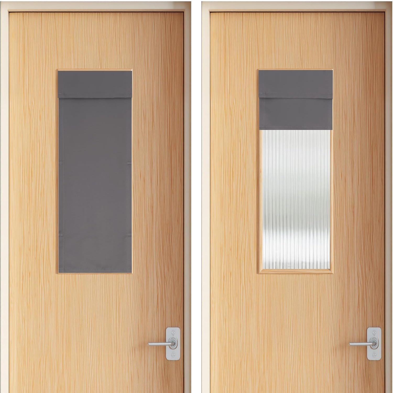 image:imageNICETOWN Natural 100 Blackout French Door Roman Shade W30 x L72 inGrey
