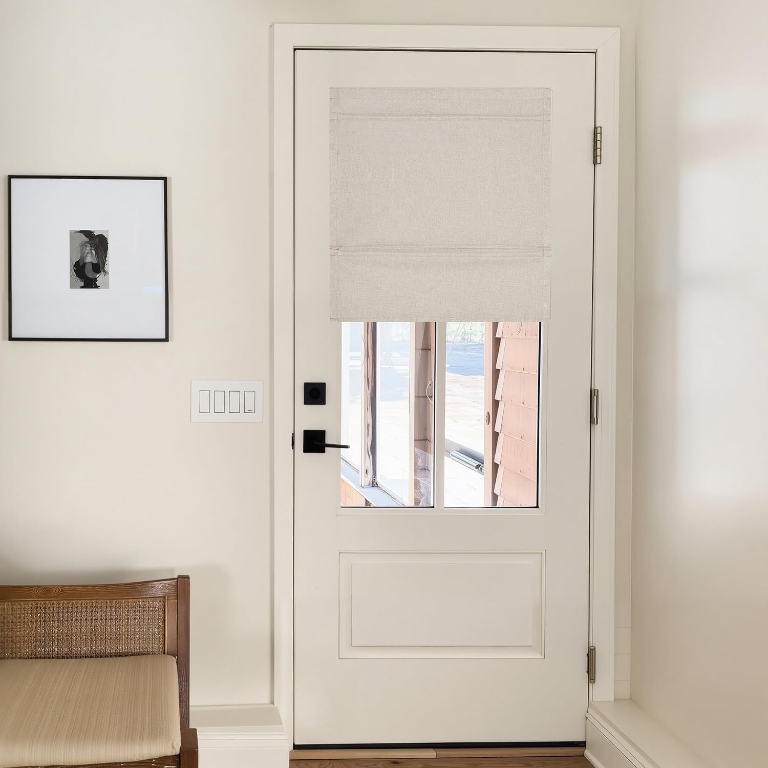 image:imageNICETOWN Natural 100 Blackout French Door Roman Shade W30 x L72 inNatural