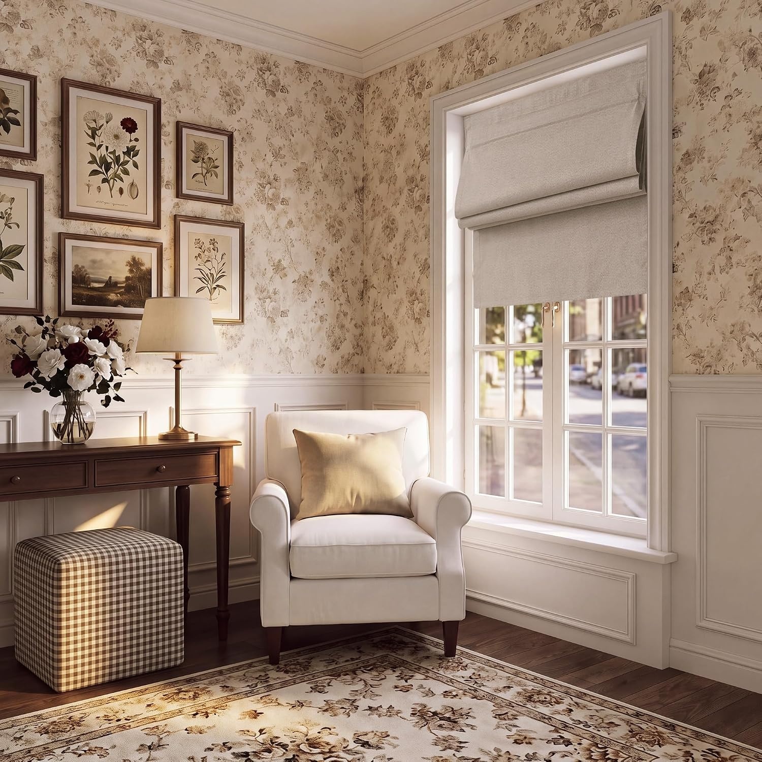 image:imageNICETOWN Natural 100 Blackout French Door Roman Shade W30 x L72 inNatural