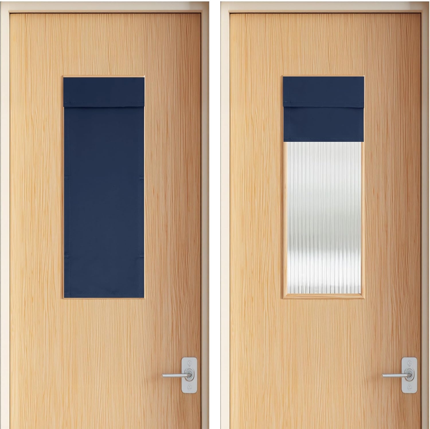 image:imageNICETOWN Natural 100 Blackout French Door Roman Shade W30 x L72 inNavy