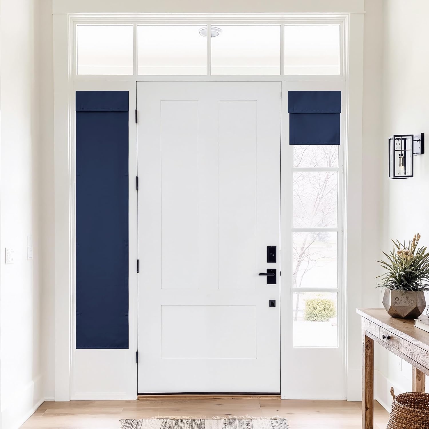image:imageNICETOWN Natural 100 Blackout French Door Roman Shade W30 x L72 inNavy