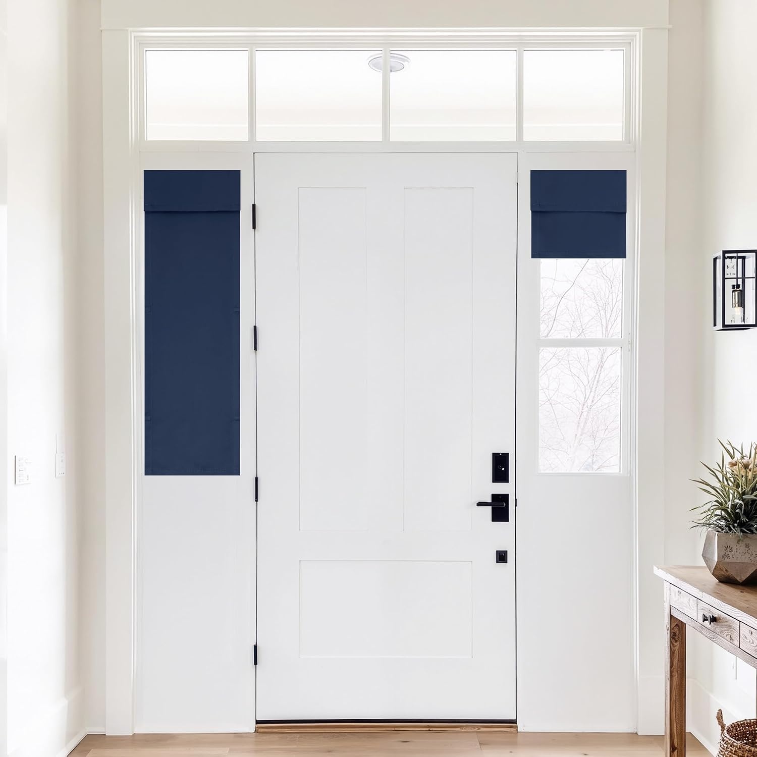 image:imageNICETOWN Natural 100 Blackout French Door Roman Shade W30 x L72 inNavy