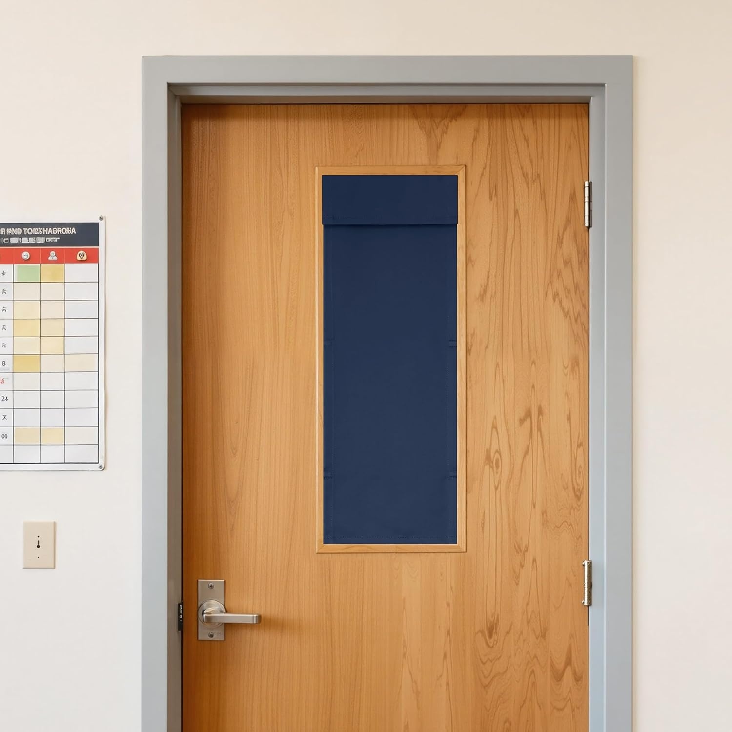 image:imageNICETOWN Natural 100 Blackout French Door Roman Shade W30 x L72 inNavy