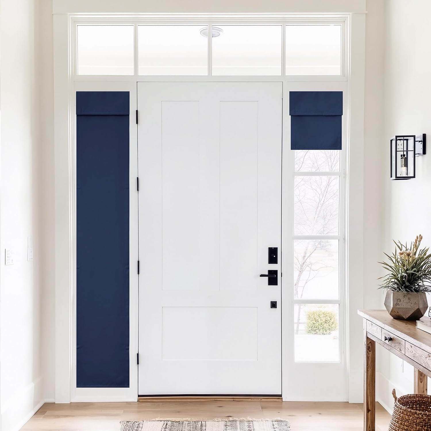 image:imageNICETOWN Natural 100 Blackout French Door Roman Shade W30 x L72 inNavy