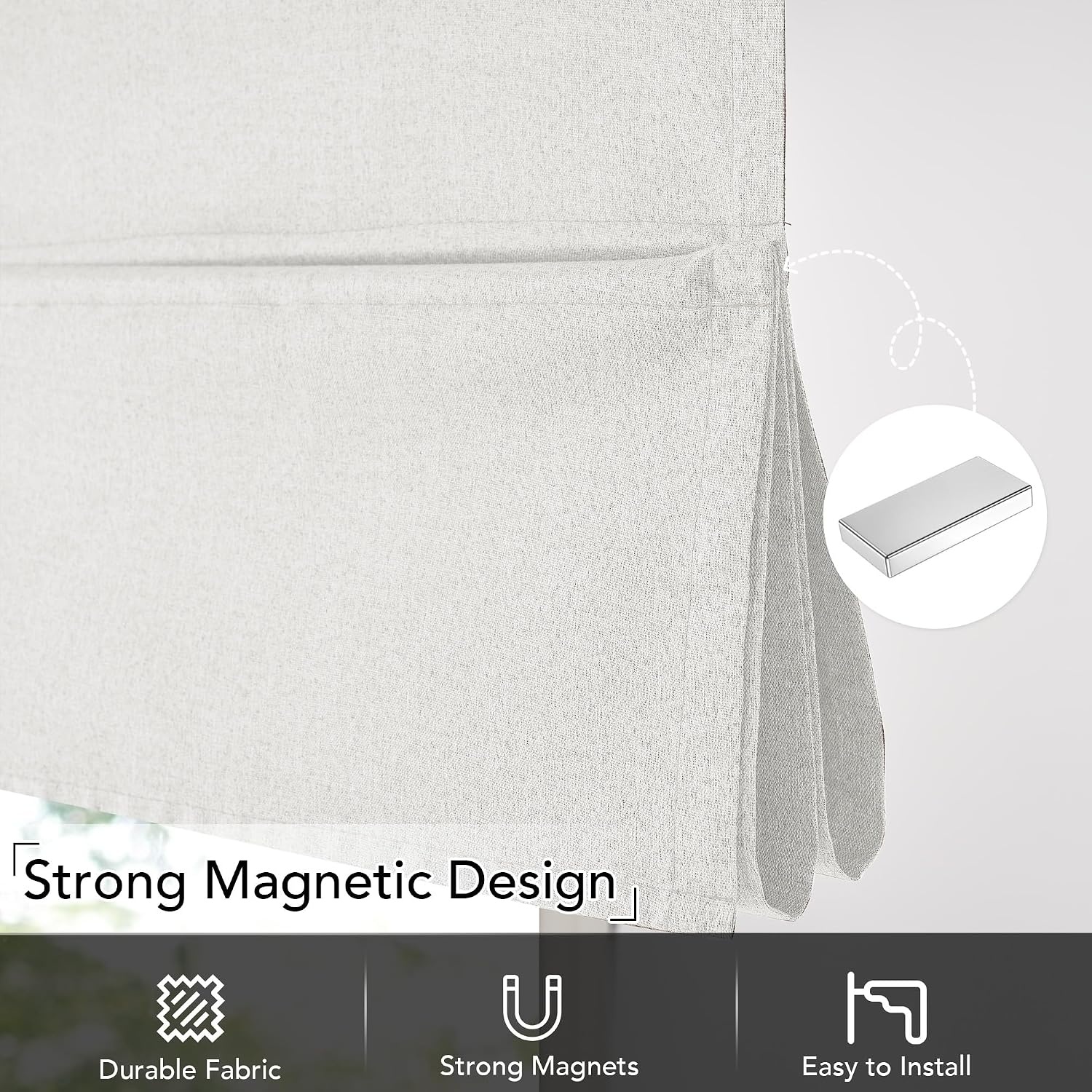 image:imageNICETOWN Natural 100 Blackout French Door Roman Shade W30 x L72 inOff White