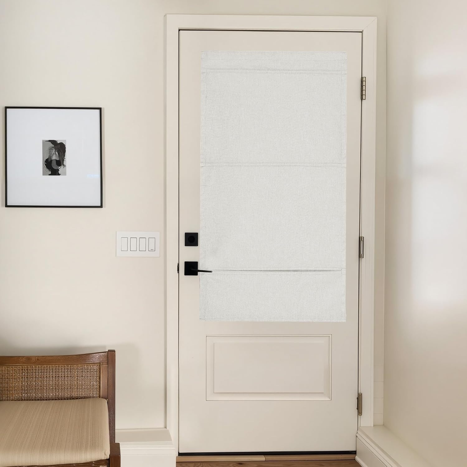 image:imageNICETOWN Natural 100 Blackout French Door Roman Shade W30 x L72 inOff White