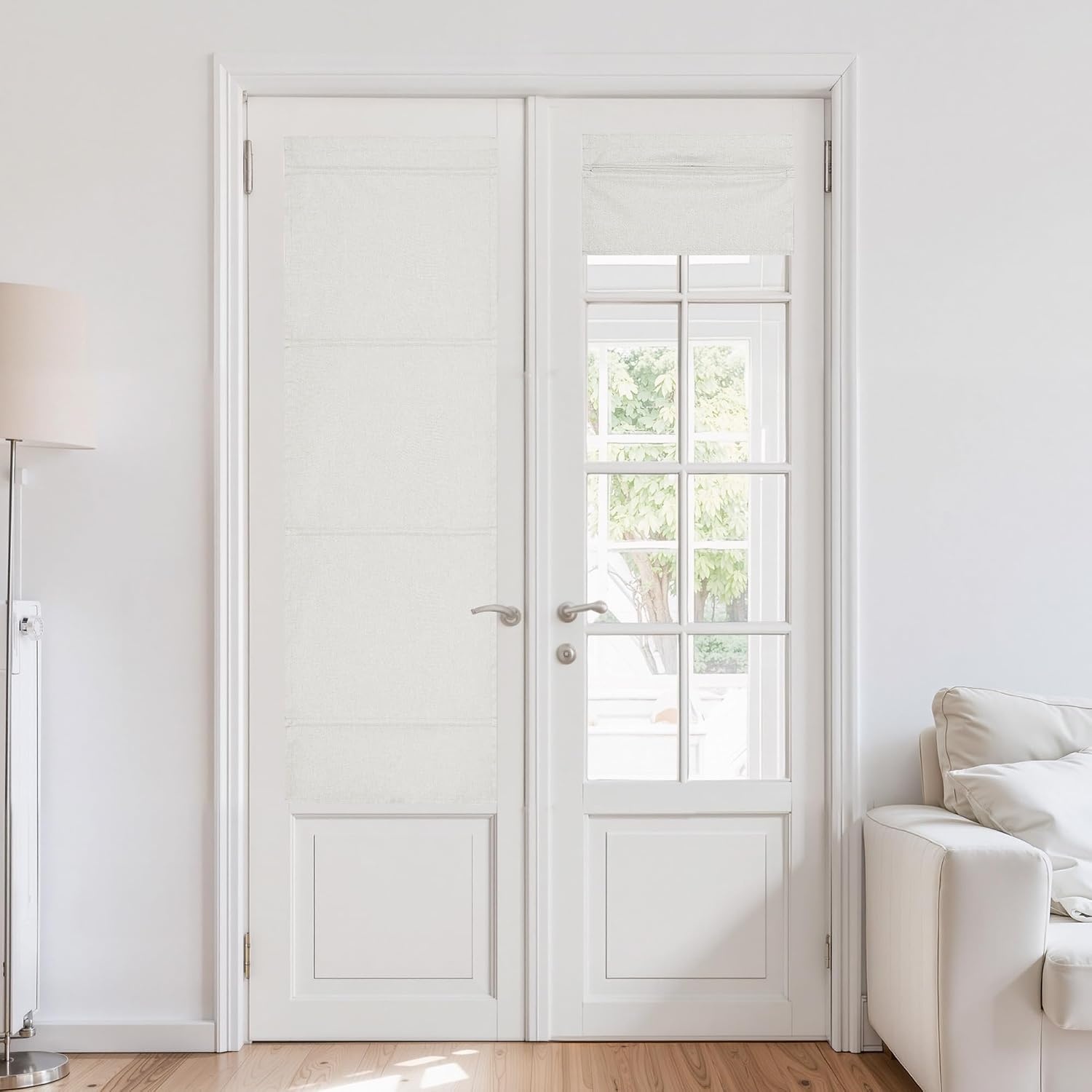 image:imageNICETOWN Natural 100 Blackout French Door Roman Shade W30 x L72 inOff White