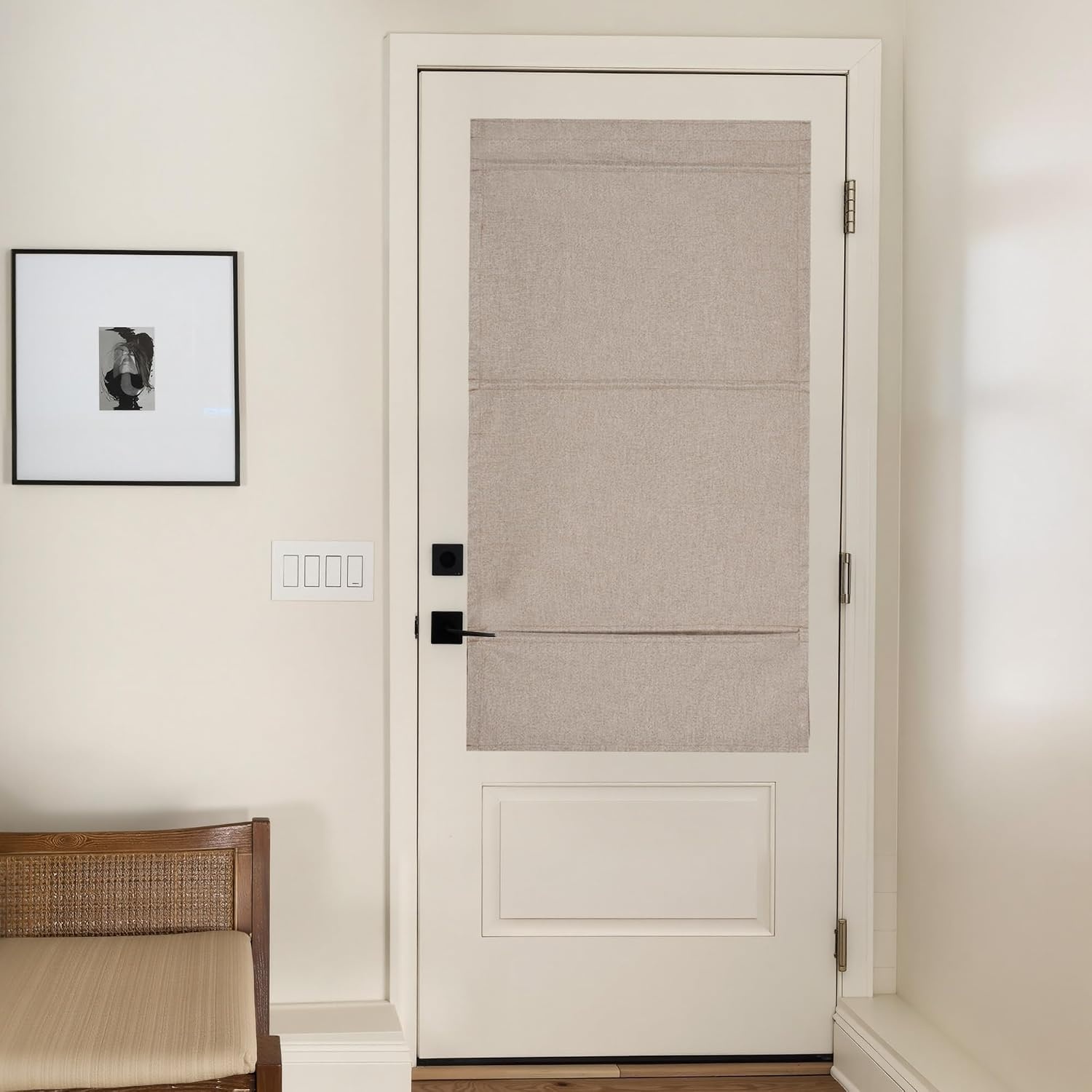 image:imageNICETOWN Natural 100 Blackout French Door Roman Shade W30 x L72 inTaupe