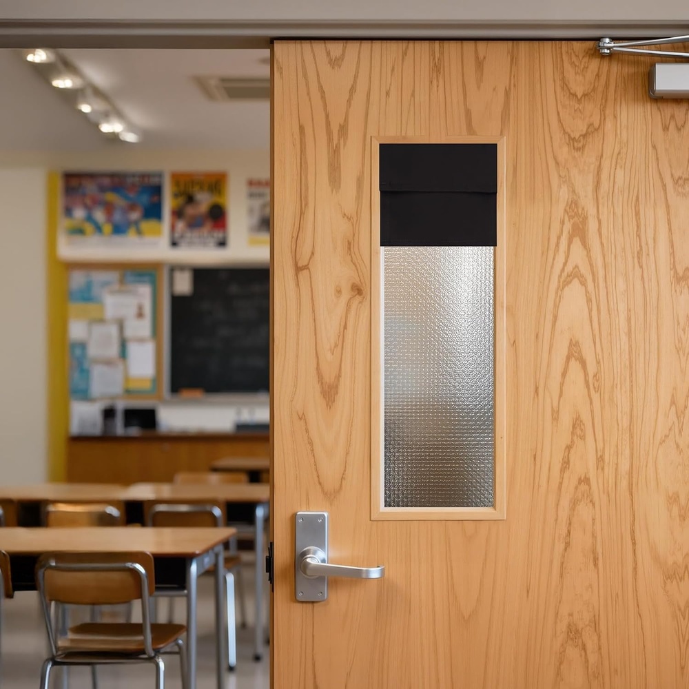 image:imageNICETOWN Natural 100 Blackout French Door Roman Shade W30 x L72 inBlack