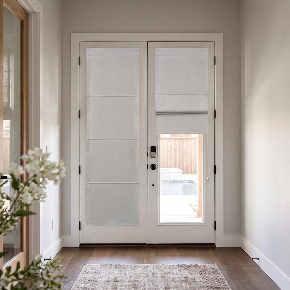 image:imageNICETOWN Natural 100 Blackout French Door Roman Shade W30 x L72 inOff White