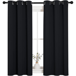 NICETOWN Black Blackout Curtains for Cafe 34″ Wide x 54″ Long 2 Panels