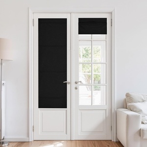 NICETOWN Natural 100% Blackout French Door Roman Shade W30 x L72 in(Linen Black)