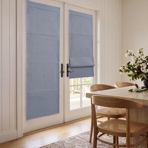 NICETOWN Natural 100% Blackout French Door Roman Shade W30 x L72 in(Stone Blue)