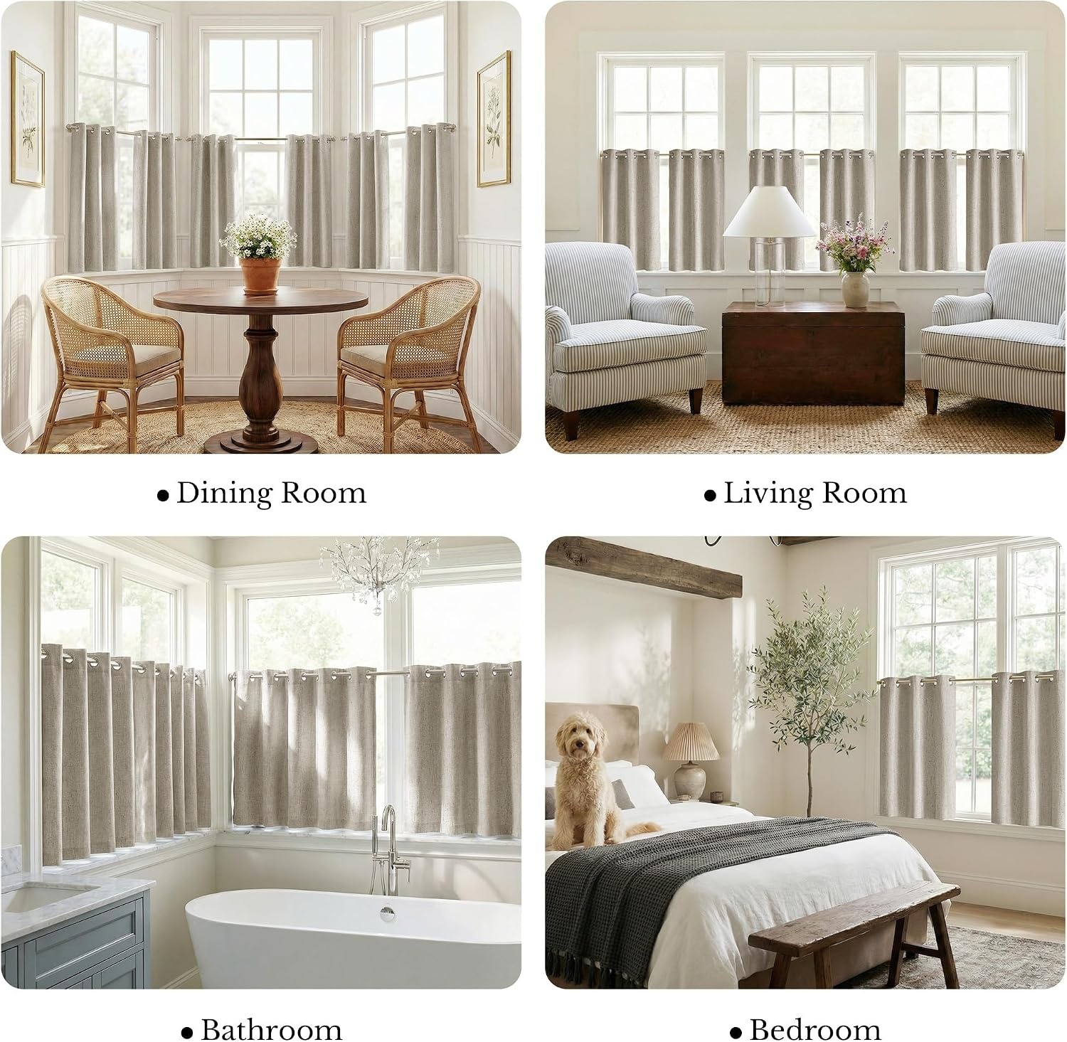 image:imageNICETOWN Grey 100 Blackout Bedroom Curtains 72 inches Long x W52Beige