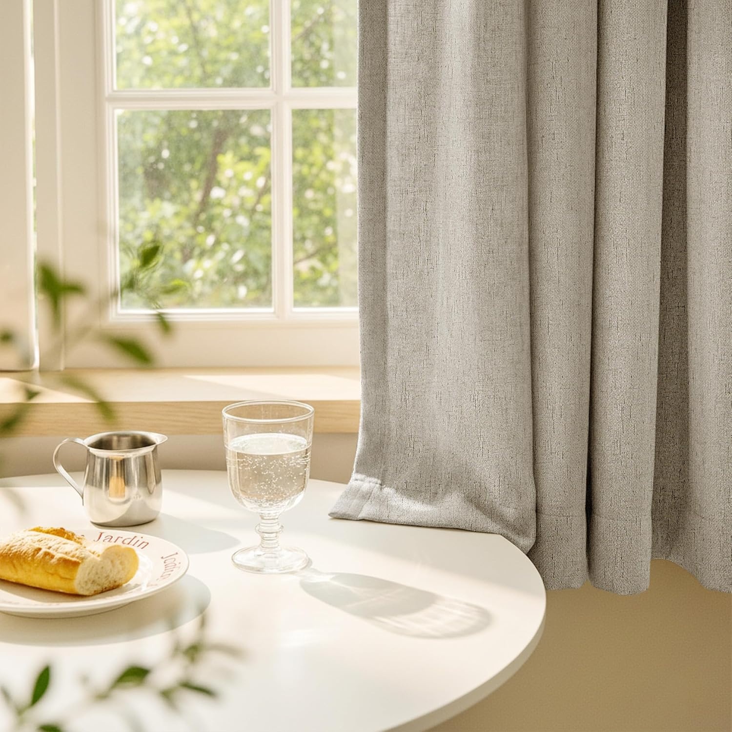 image:imageNICETOWN Grey 100 Blackout Bedroom Curtains 72 inches Long x W52Beige