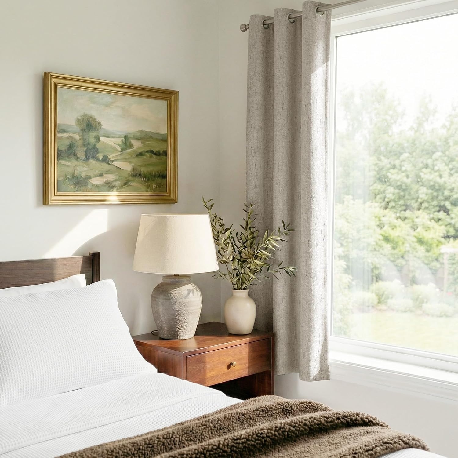 image:imageNICETOWN Grey 100 Blackout Bedroom Curtains 72 inches Long x W52Beige