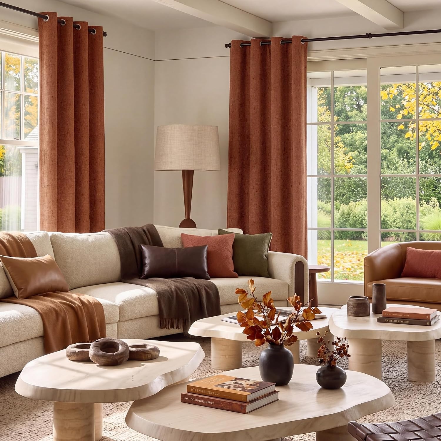 image:imageNICETOWN Grey 100 Blackout Bedroom Curtains 72 inches Long x W52Burnt Orange
