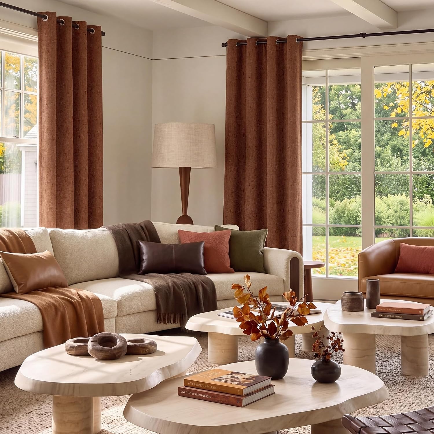 image:imageNICETOWN Grey 100 Blackout Bedroom Curtains 72 inches Long x W52Caramel