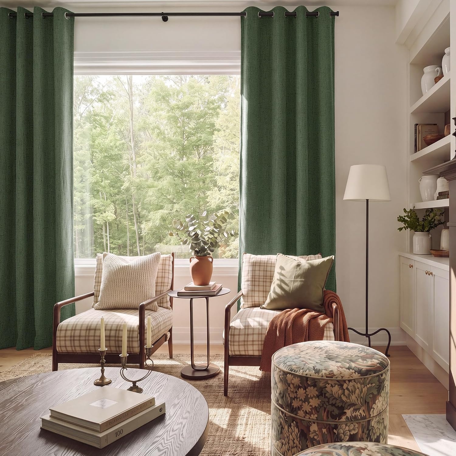 image:imageNICETOWN Grey 100 Blackout Bedroom Curtains 72 inches Long x W52Forest Green