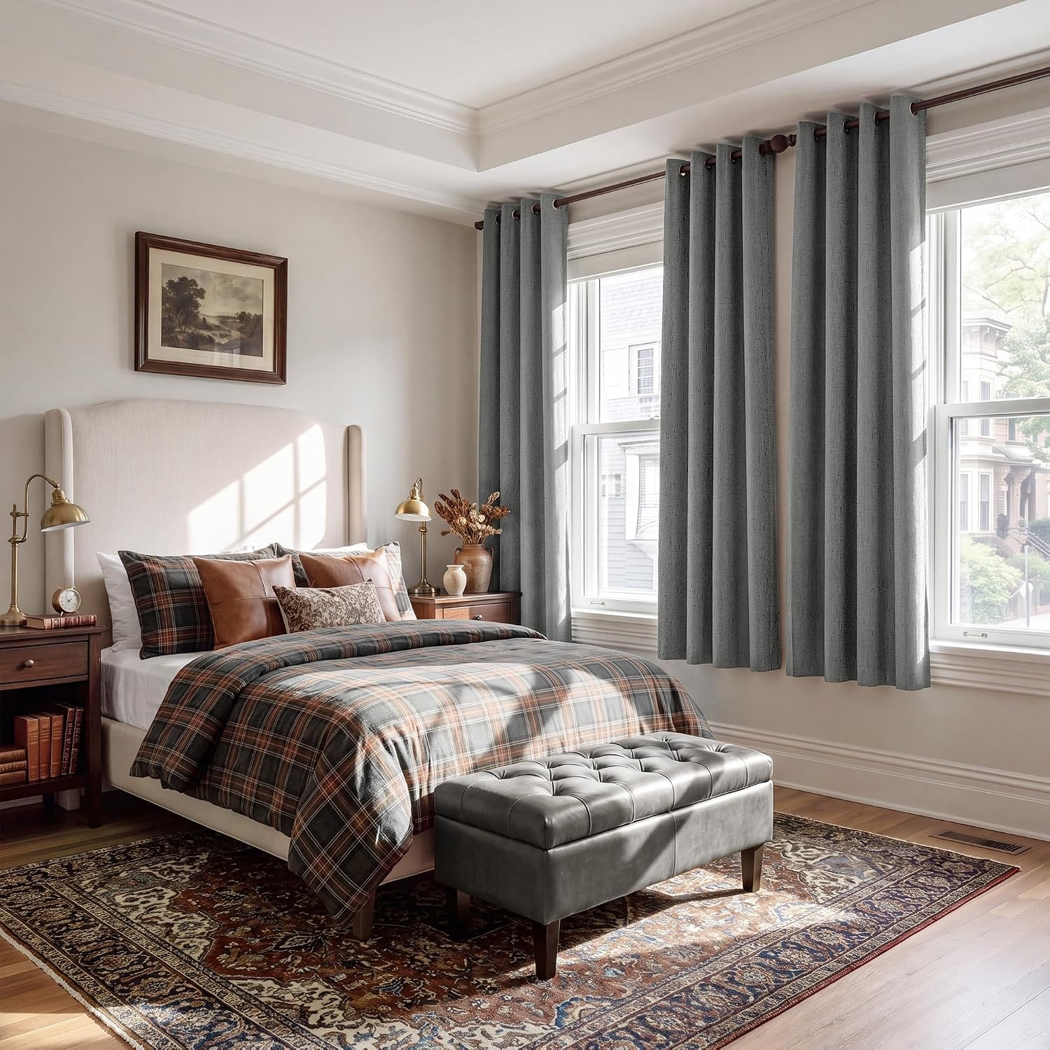 image:imageNICETOWN Grey 100 Blackout Bedroom Curtains 72 inches Long x W52Grey