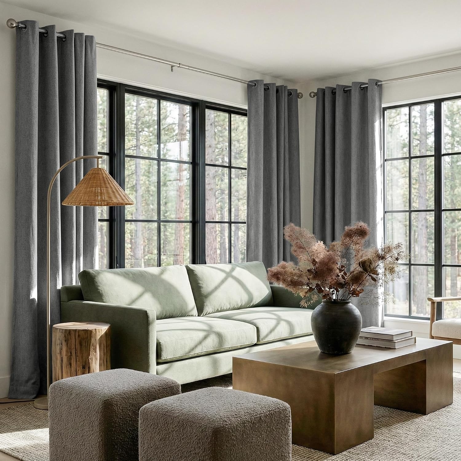 image:imageNICETOWN Grey 100 Blackout Bedroom Curtains 72 inches Long x W52Grey