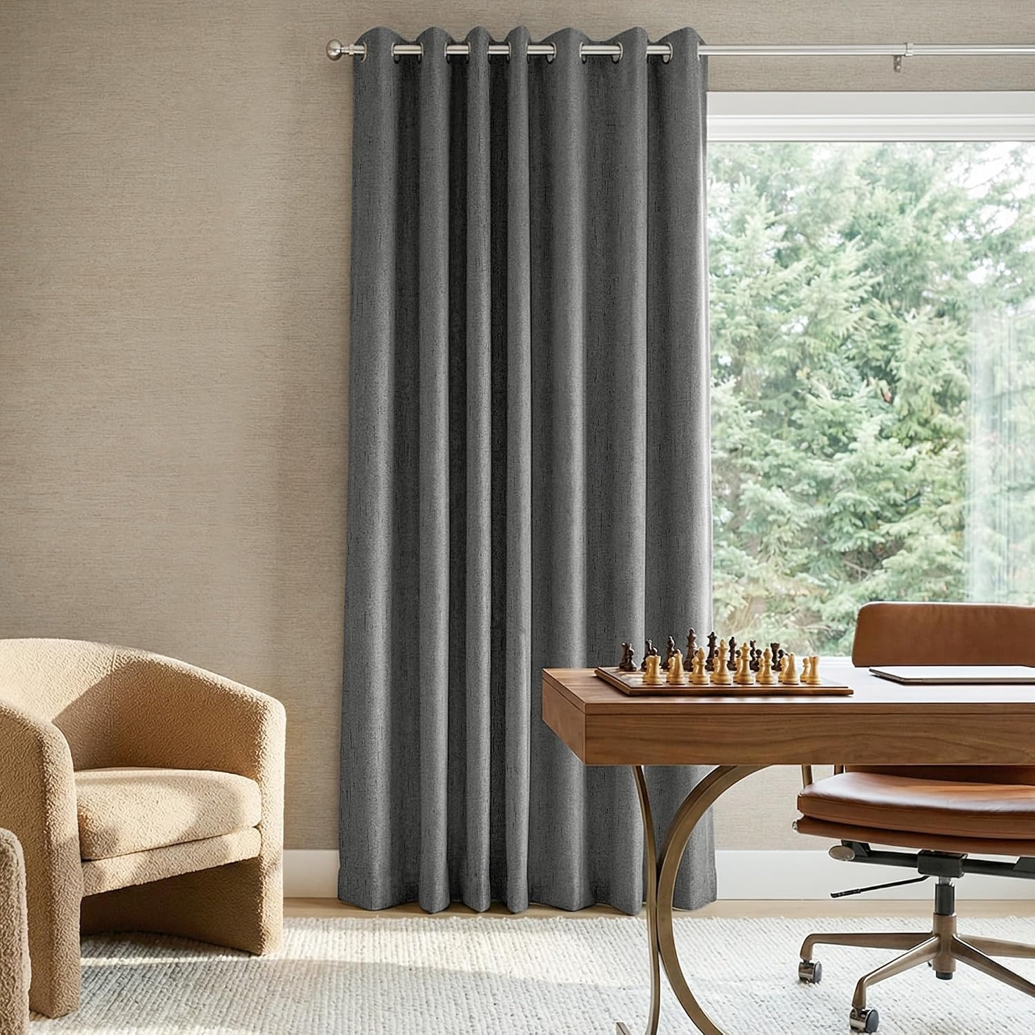 image:imageNICETOWN Grey 100 Blackout Bedroom Curtains 72 inches Long x W52Grey