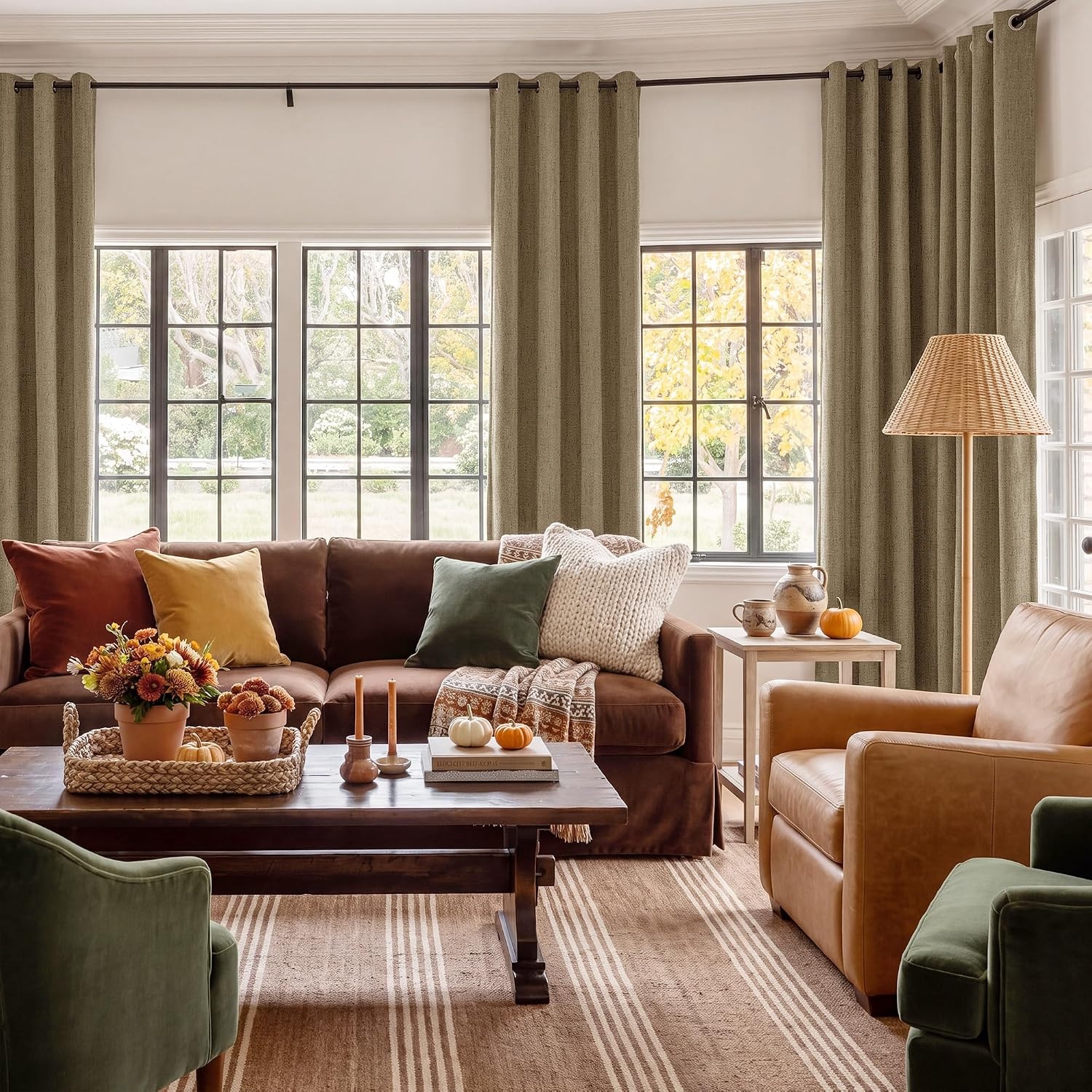 image:imageNICETOWN Grey 100 Blackout Bedroom Curtains 72 inches Long x W52Hazelnut Brown