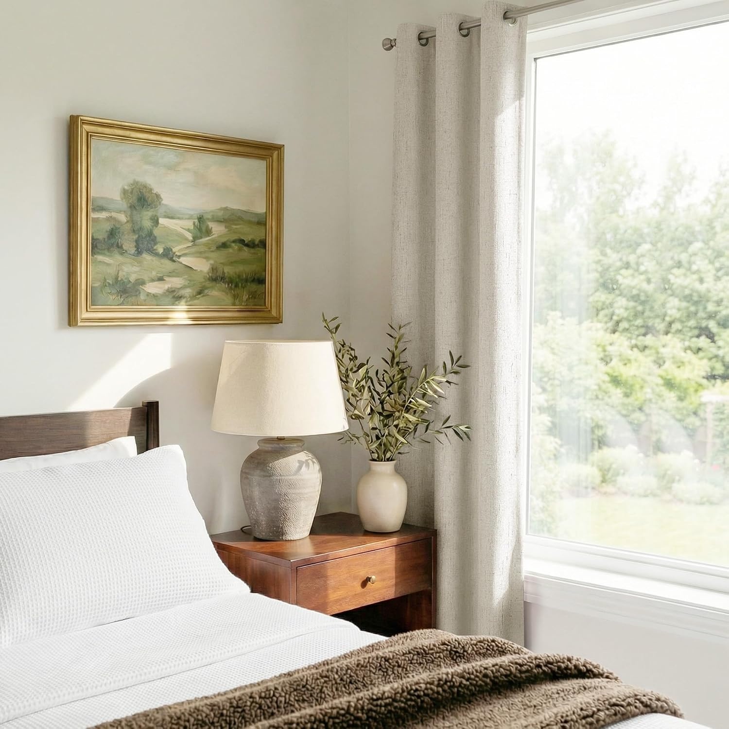 image:imageNICETOWN Grey 100 Blackout Bedroom Curtains 72 inches Long x W52Ivory