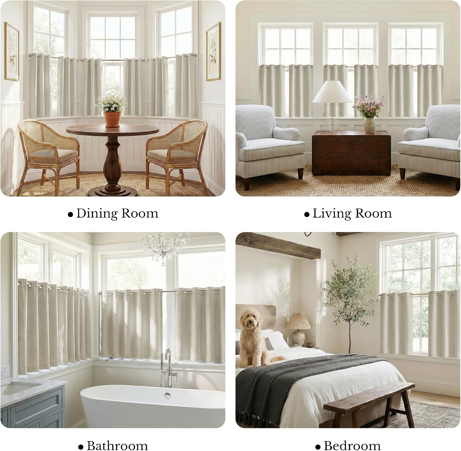image:imageNICETOWN Grey 100 Blackout Bedroom Curtains 72 inches Long x W52Ivory
