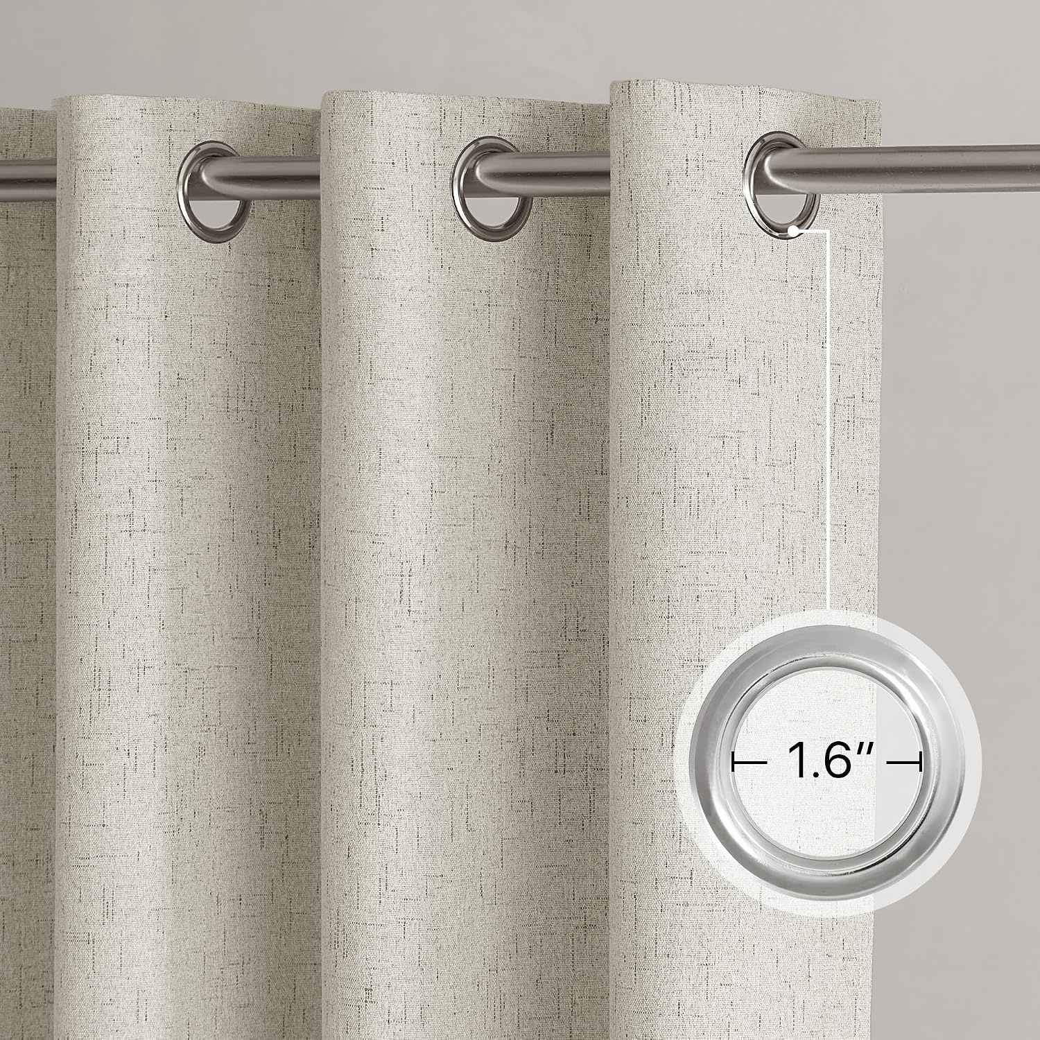 image:imageNICETOWN Grey 100 Blackout Bedroom Curtains 72 inches Long x W52Ivory