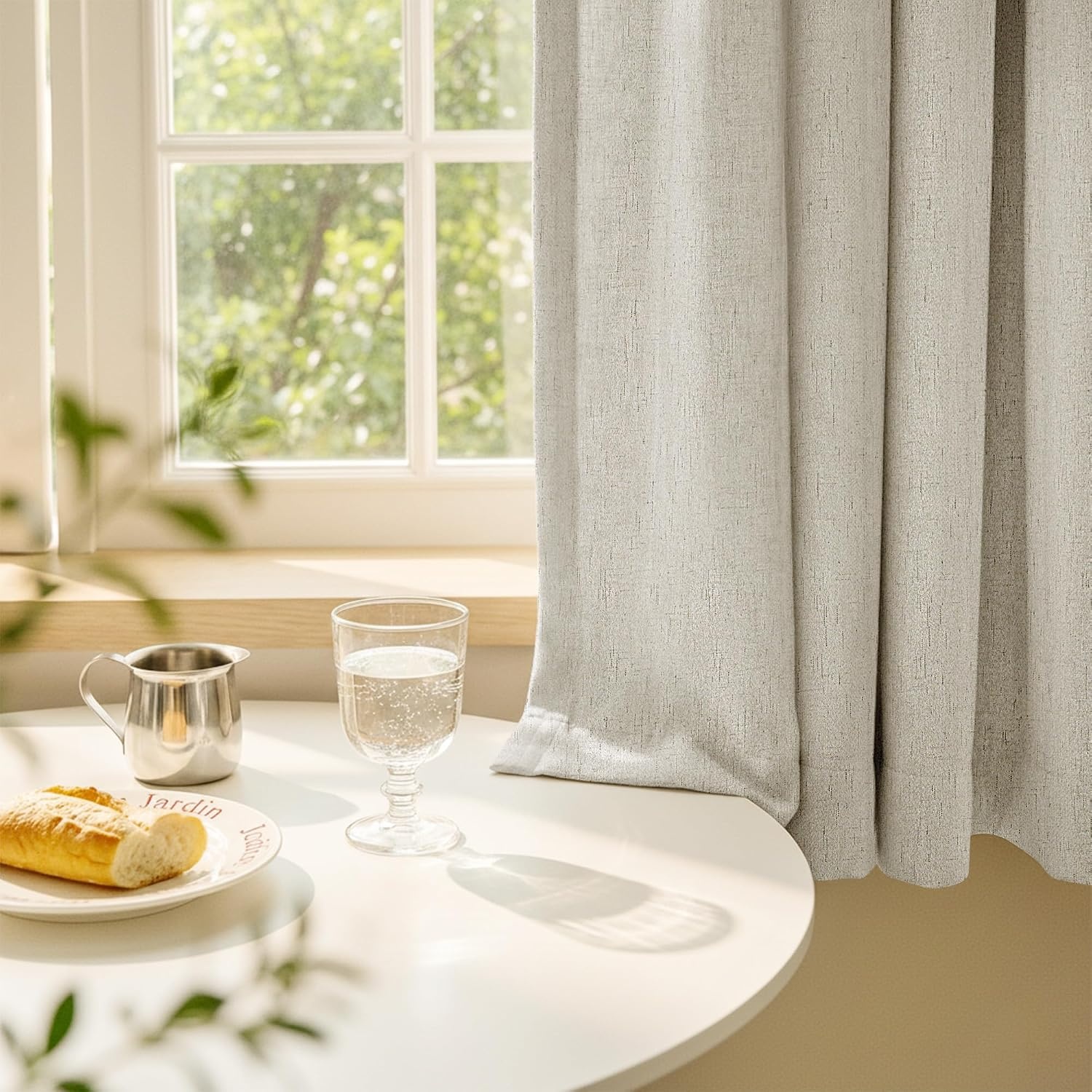 image:imageNICETOWN Grey 100 Blackout Bedroom Curtains 72 inches Long x W52Ivory
