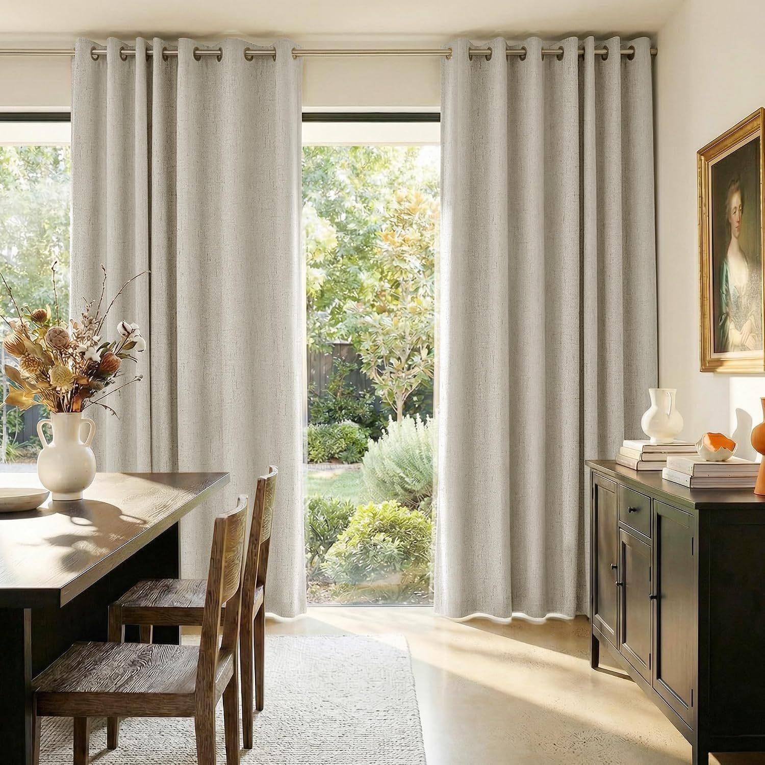 image:imageNICETOWN Grey 100 Blackout Bedroom Curtains 72 inches Long x W52Ivory